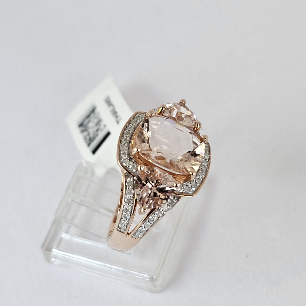 Genuine 10K Rose Gold Morganite & Diamond 3.86 Carat Ring Size 8! 🍑✨️ - Picture 5 of 7